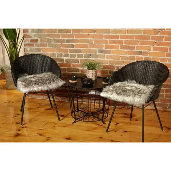 Luxe Home Decor Laredo Faux Sheepskin Chair Pad | 2-Piece | Gradient chocolate - Picture 3 of 4